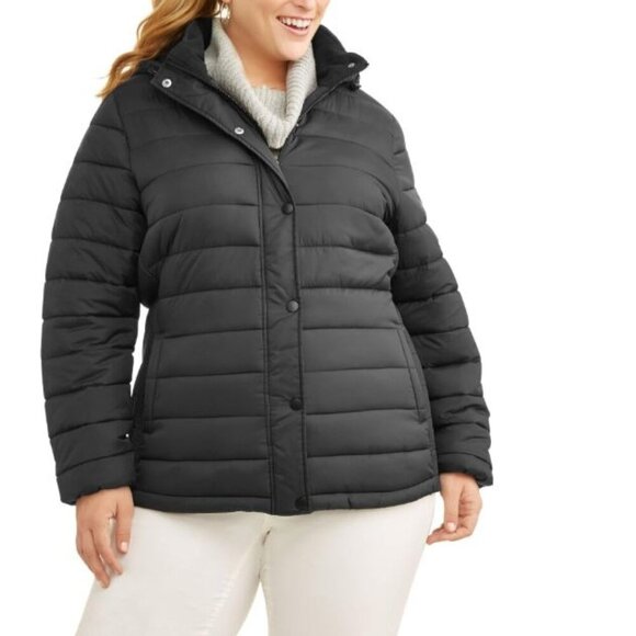 Time and Tru Womens Plus Size 3X Quilted Bubble Jacket Black Windproof - Picture 2 of 12